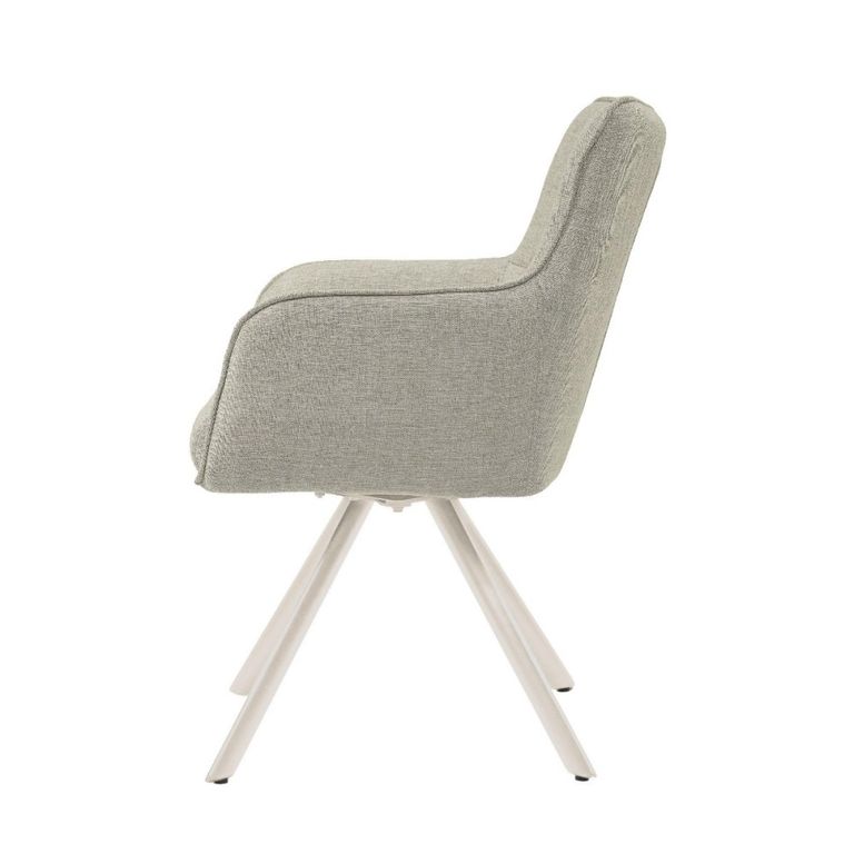 Tori Swivel Dining Armchair - Set of 2 - Natural Legs - Sand - Fabric and Metal